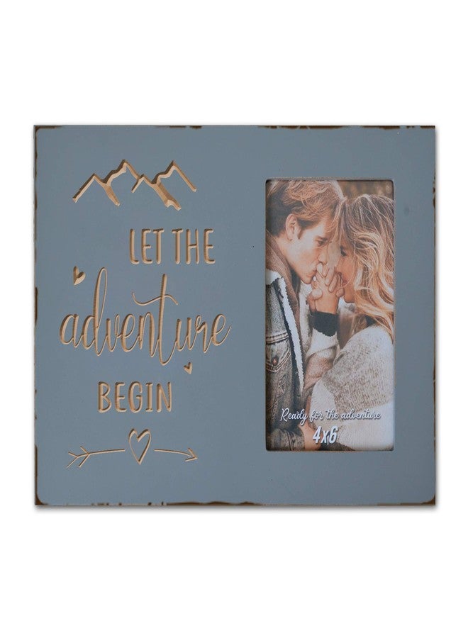 Buecasa Wedding Engagement Gifts for Couples, Women Bride to Be, Bride and Groom - Boyfriend Girlfriend Engraved Picture Frame 4x6 Inches - Let the Adventure Begin - Image 1